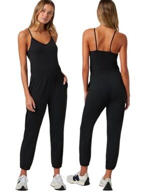 Viori Black Spaghetti-Strap Jumpsuit with Elastic Waist